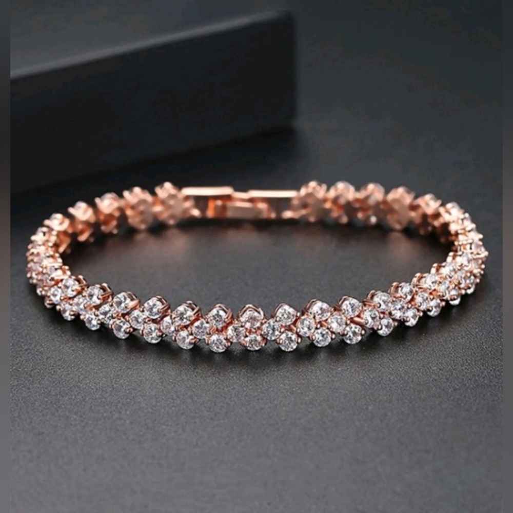 NEW Rose Gold CZ diamond tennis bracelet